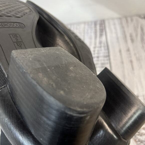 Aerosoles Black Leather Ankle Boots Booties size 9 Criss Cross Dressy Casual - Picture 10 of 13